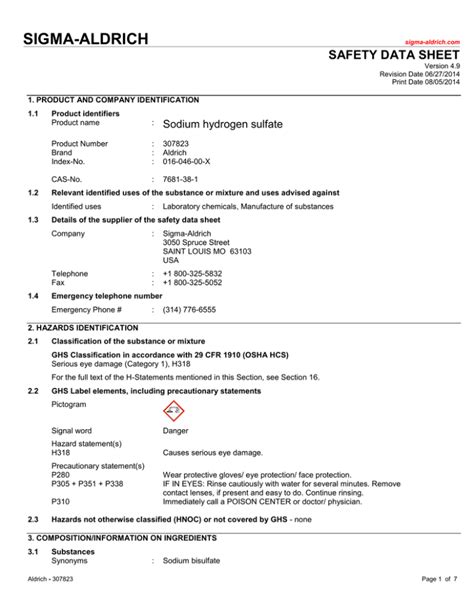 sigma aldrich msds|sigma aldrich safety data sheet.